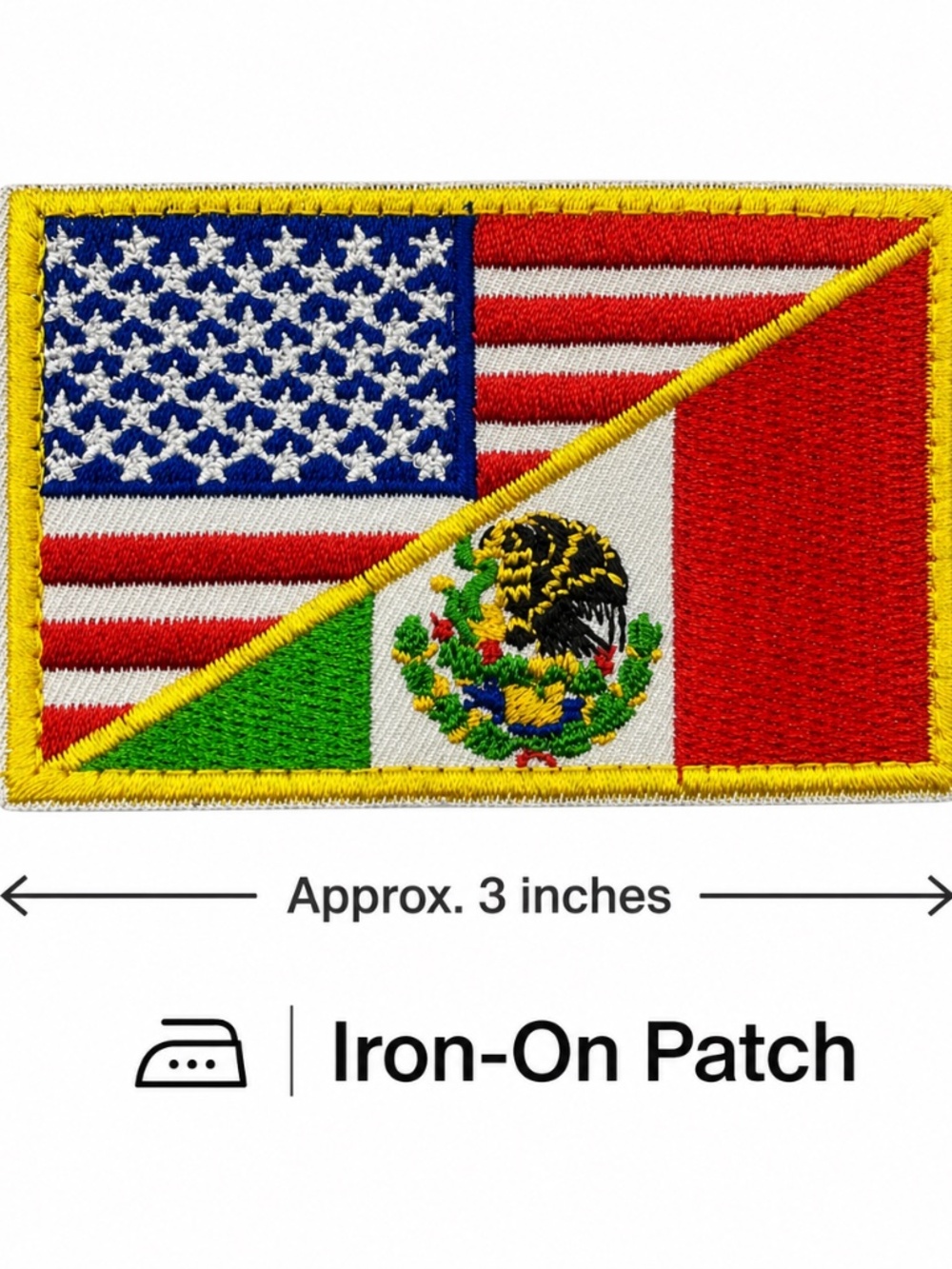 USA Mexico Flag 3x2 Hook & Loop Embroidered Patch Badge American Mexican Eagle S